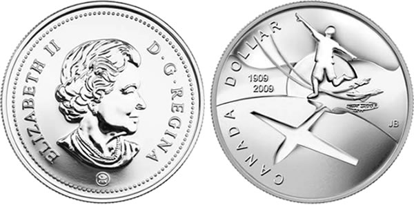 2009 Brilliant Uncirculated Silver Dollar Coin - 100th Anniversary of Flight in Canada 