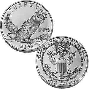 2008 Bald Eagle Proof Silver Dollar Coin (United States Mint images) 2008 Bald Eagle Proof Silver Dollar Coin