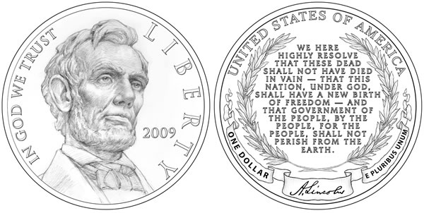 Abraham Lincoln Commemorative Silver Dollar designs