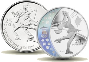 25-Cent and $25 Figure Skating Silver Hologram coins