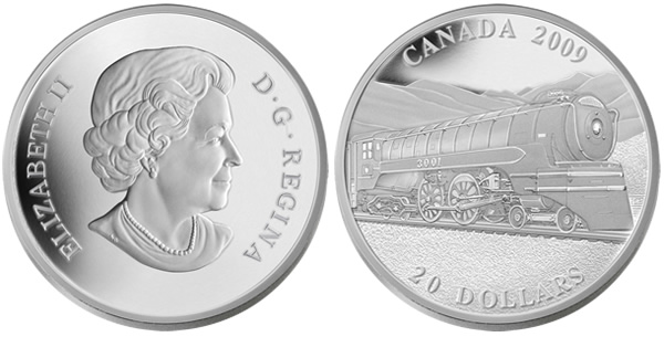 2009 $20 Great Canadian Jubilee Locomotive Silver Coin