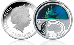 2009 $5 Silver Proof – Aurora Australis coin (thumb)