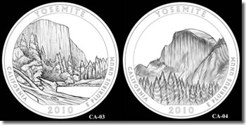 2010 Yosemite National Park Quarter Silver Coin Designs