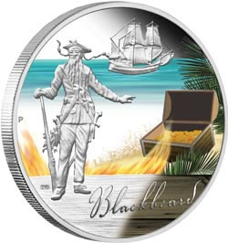 Australian Blackbeard Pirate Silver Coin Reverse