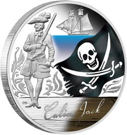 Australian Calico Jack Pirate Silver Coin Reverse