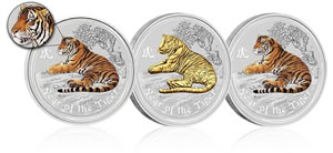 Australian Lunar Silver Series II 2010 Year of the Tiger Coins