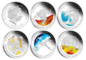 Discover Australia The Dreaming Series 2009 Silver Coins - Thumbnails