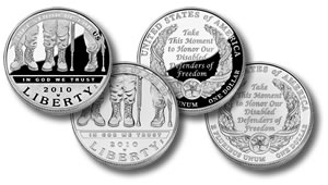 2010 American Veterans Disabled for Life Silver Dollar Images