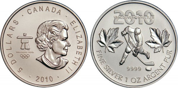 2010 Olympic Silver Maple Leaf Bullion Coin