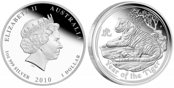 2010 Australian Tiger Silver Proof Coin
