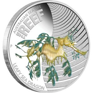Australian Leafy Sea Dragon Silver Proof Coin - Obverse Side (Click to Enlarge)