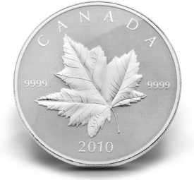 2010 Silver Piedfort Maple Leaf Coin