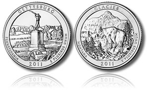 Gettysburg and Glacier Silver Coins