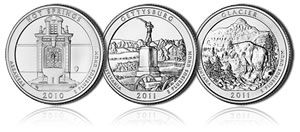 Hot Springs, Gettysburg and Glacier Silver Coins