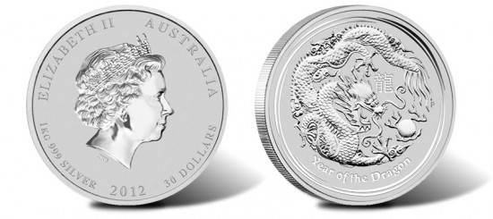 2012 Year of the Dragon Silver 1 Kilo Bullion Coin