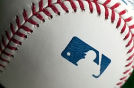Close-up of a Major League Baseball