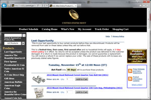 U.S. Mint Last Opportunity Online Page
