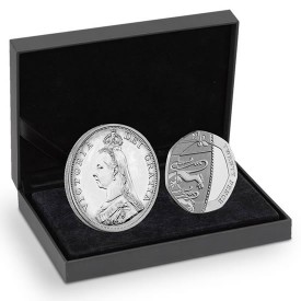 Double-Florin Anniversary Two-Coin Silver Set