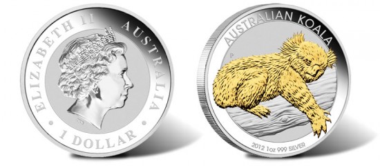 2012 Australian Gilded Koala Silver Coin