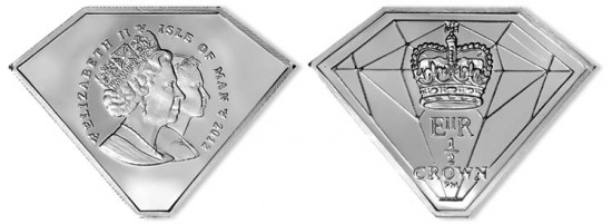 2012 Diamond Jubilee Silver Coin in Diamond Gemstone Shape