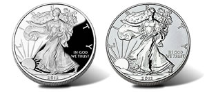 2012-S American Silver Eagle Coins - Proof and Reverse Proof