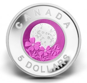 Canadian 2012 $5 Full Pink Moon Silver-Niobium Coin