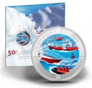 25-Cent Canadian Coast Guard 50th Anniversary Colored Coin
