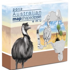 Australian Map Shaped Emu Silver Coin in Shipper