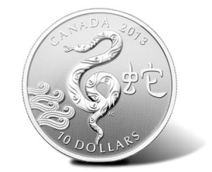Canadian 2013 $10 Year of the Snake Silver Coin