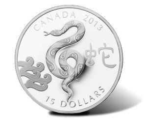 Canadian 2013 $15 Year of the Snake Silver Proof Coin