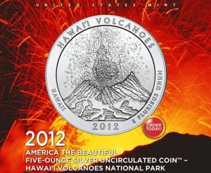 Hawaii Volcanoes National Park 5 Ounce Silver Uncirculated Coin