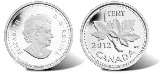 2012 Maple Twig Design (1937-1966, 1968-2012) 1 Cent Silver Coin