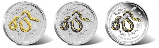 2013 Year of the Snake Gilded, Gemstone and Colored Silver Coins