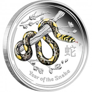 Australian 2013 Year of the Snake Colored Silver Coin