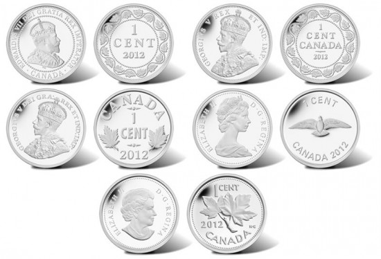 Silver Coins in Canadian 2012 Farewell to the Penny Five Coin Set