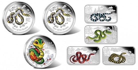 2013 Year of the Snake Silver Coins - Color, Baby and Rectangle Shape