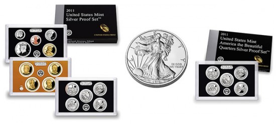 2011 Silver Proof Set, 2011 Silver Eagle and 2011 Quarters Silver Proof Set