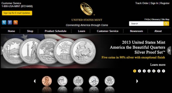 2013 America the Beautiful Quarters Silver Proof Set on Web