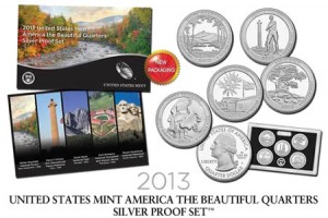 2013 US Mint America the Beautiful Quarters Silver Proof Set