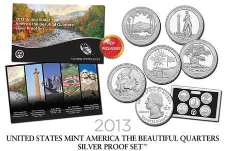 2013 US Mint America the Beautiful Quarters Silver Proof Set