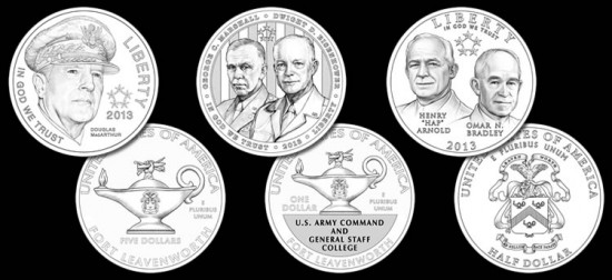 Designs for 2013 5-Star Generals Commemorative Coins