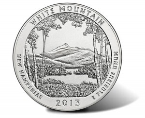 Revese of 2013-P White Mountain National Forest 5 Ounce Silver Uncirculated Coin