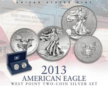 US Mint Promotion Image of the 2013 American Eagle West Point Two-Coin Silver Set