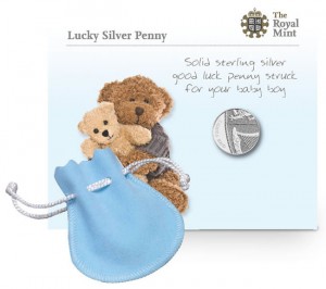 2013 Lucky Silver Penny in Blue Pouch for Boys