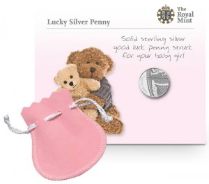 2013 Lucky Silver Penny in Pink Pouch for Girls