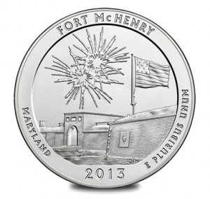 Reverse of the 2013-P Fort McHenry 5 Ounce Silver Uncirculated Coin
