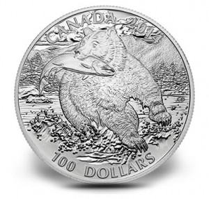2014 $100 Grizzly Silver Coin