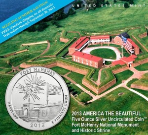 US Mint Promotion Image of its Fort McHenry 5 Ounce Silver Uncirculated Coin