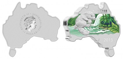 2013 Australian Map Shaped Platypus Silver Coin