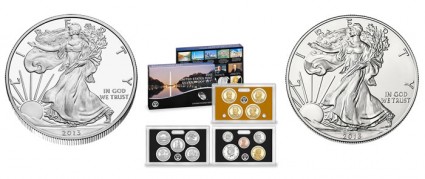 2013 Silver Eagles and 2013 Silver Proof Set